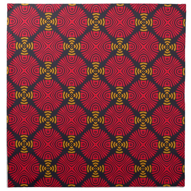 Dynasty Geometry: Red Traditional Chinese Pattern Cloth Napkin (Front)