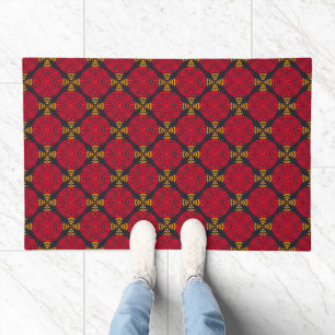 Dynasty Geometry: Red Traditional Chinese Pattern Doormat