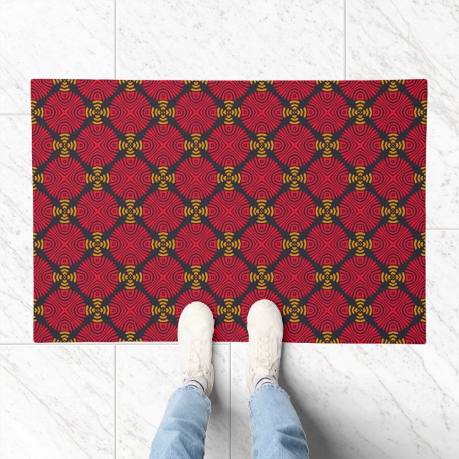 Dynasty Geometry: Red Traditional Chinese Pattern Doormat (Indoor)