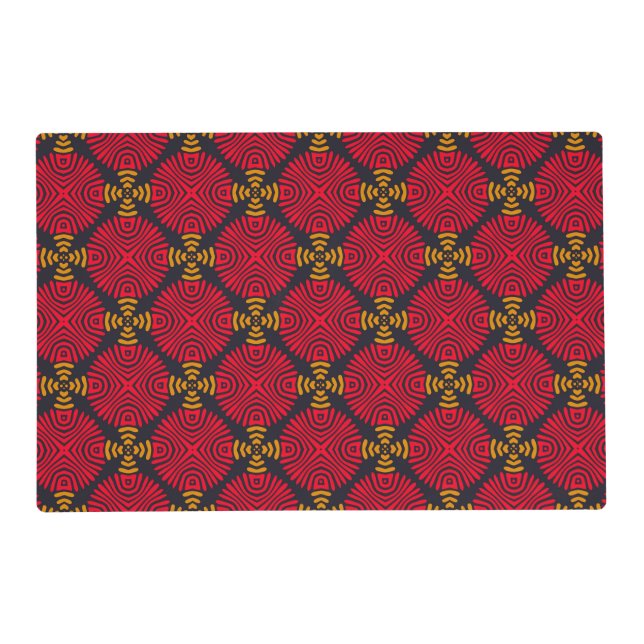 Dynasty Geometry: Red Traditional Chinese Pattern Placemat (Front)
