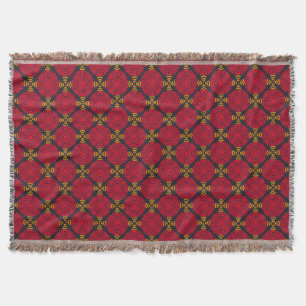 Dynasty Geometry: Red Traditional Chinese Pattern Throw Blanket