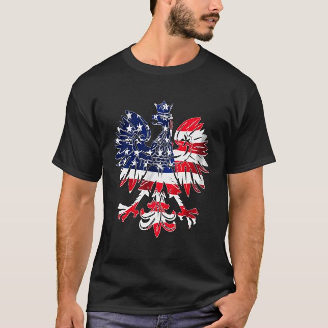 Dyngus Day Polish Eagle American Flag Usa Poland T-Shirt (Front)