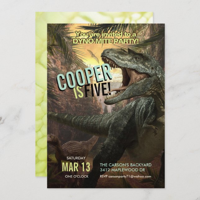 DynoMite T-Rex | Dinosaur Invitation Boys Birthday (Front/Back)