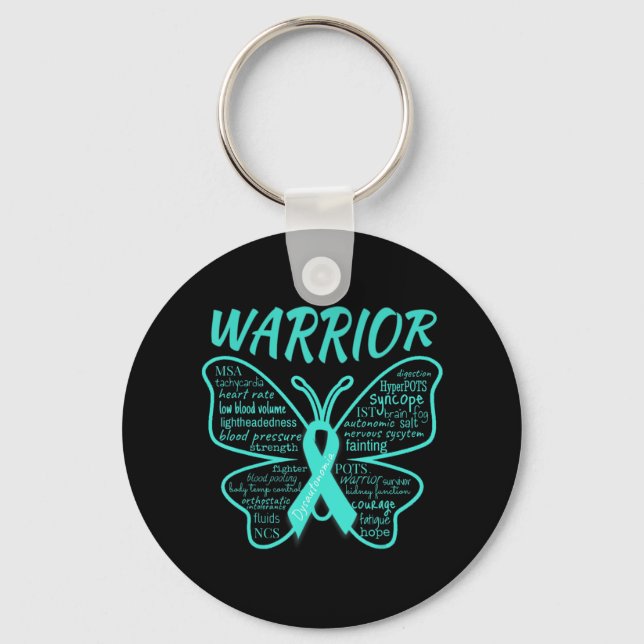 Dysautonomia Awareness POTS HyperPOTS NCS Warrior  Keychain (Front)