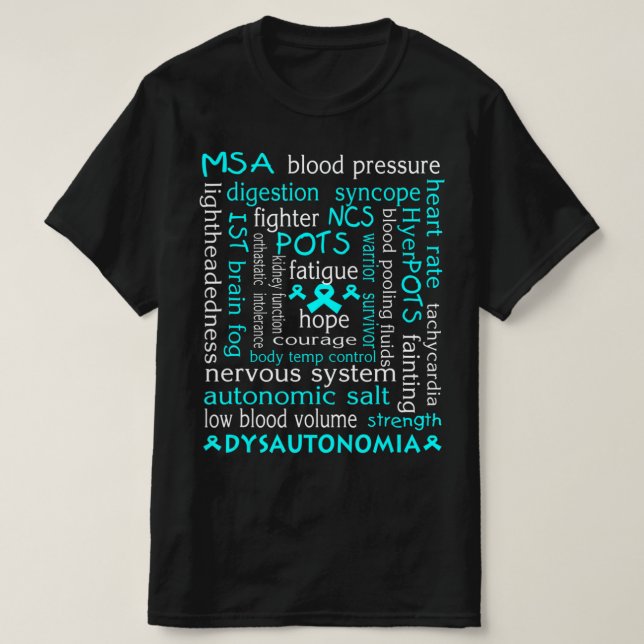 Dysautonomia Awareness T-shirt Teal Ribbon Gift18  (Design Front)