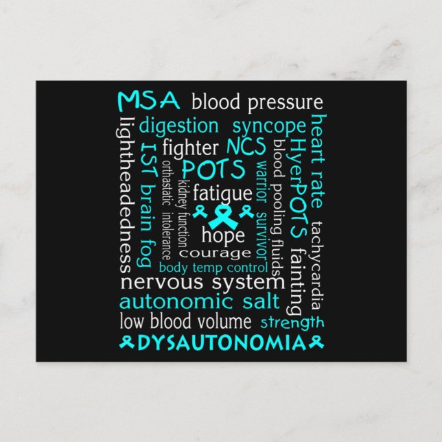 Dysautonomia Awareness T-shirt Teal Ribbon Gift18  Postcard (Front)