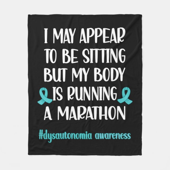 Dysautonomia POTS Turquoise Ribbon Autonomic Dysfu Fleece Blanket (Front)
