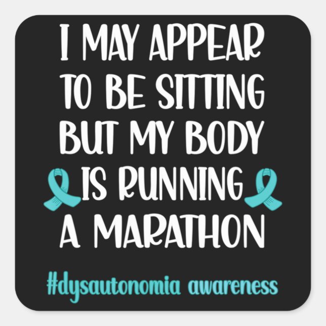 Dysautonomia POTS Turquoise Ribbon Autonomic Dysfu Square Sticker (Front)