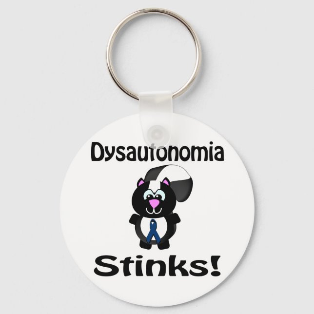 Dysautonomia Stinks Skunk Awareness Design Keychain (Front)