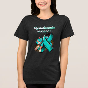 Dysautonomia Warrior POTS Ribbon and Sleepy Cat Tri-Blend Shirt