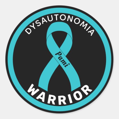 Dysautonomia Warrior Ribbon Black Round Sticker