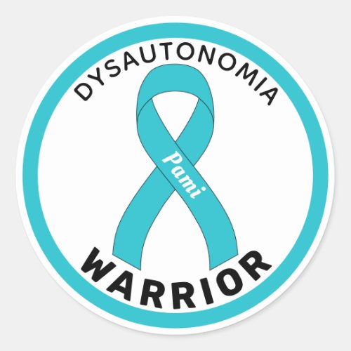 Dysautonomia Warrior Ribbon White Round Sticker