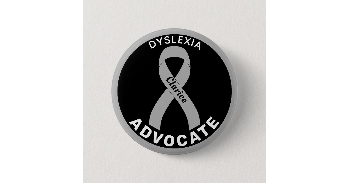 Dyslexia Advocate Ribbon Black Button | Zazzle