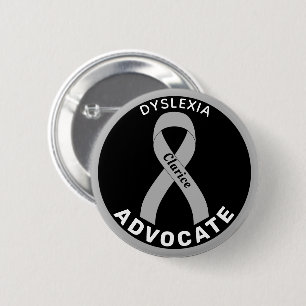Dyslexia Advocate Ribbon Black Button
