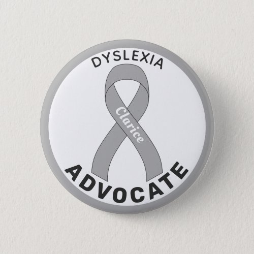 Dyslexia Advocate Ribbon White Button