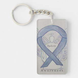 Dyslexia Angel Awareness Ribbon Keychain