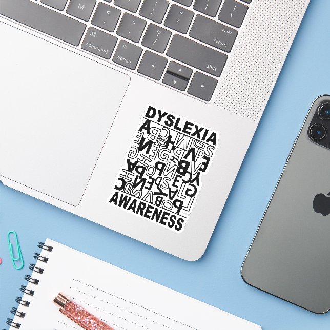 Dyslexia Awareness Dyslexia Teachers Students Sticker (Laptop w/ iPhone)
