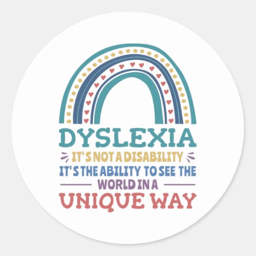 Dyslexia Awareness Dyslexic Classic Round Sticker