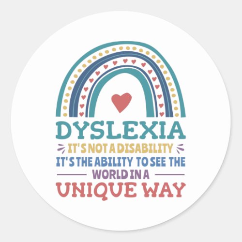 Dyslexia Awareness Dyslexic Classic Round Sticker
