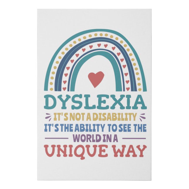 Dyslexia Awareness Dyslexic Faux Canvas Print (Front)