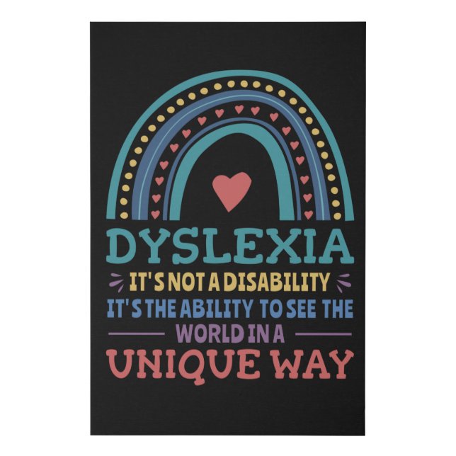 Dyslexia Awareness Dyslexic Faux Canvas Print (Front)