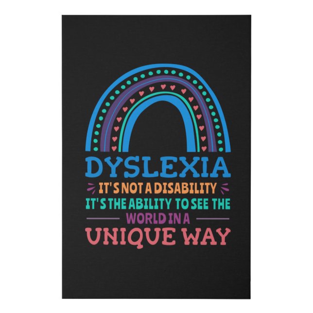 Dyslexia Awareness Dyslexic Faux Canvas Print (Front)