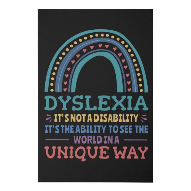 Dyslexia Awareness Dyslexic Faux Canvas Print (Front)