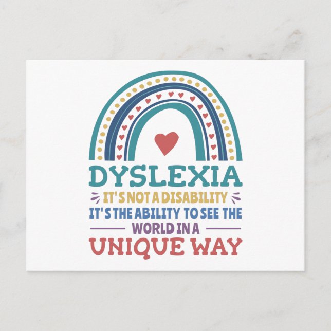 Dyslexia Awareness Dyslexic Postcard (Front)