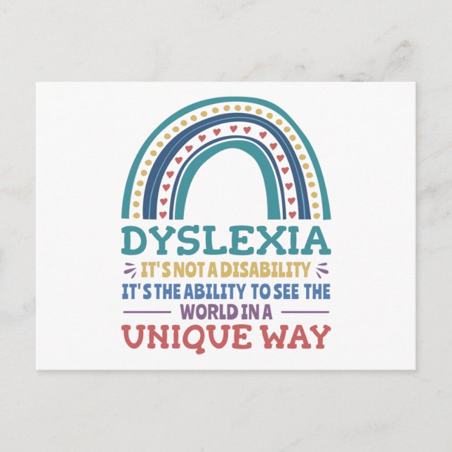 Dyslexia Awareness Dyslexic Postcard (Front)