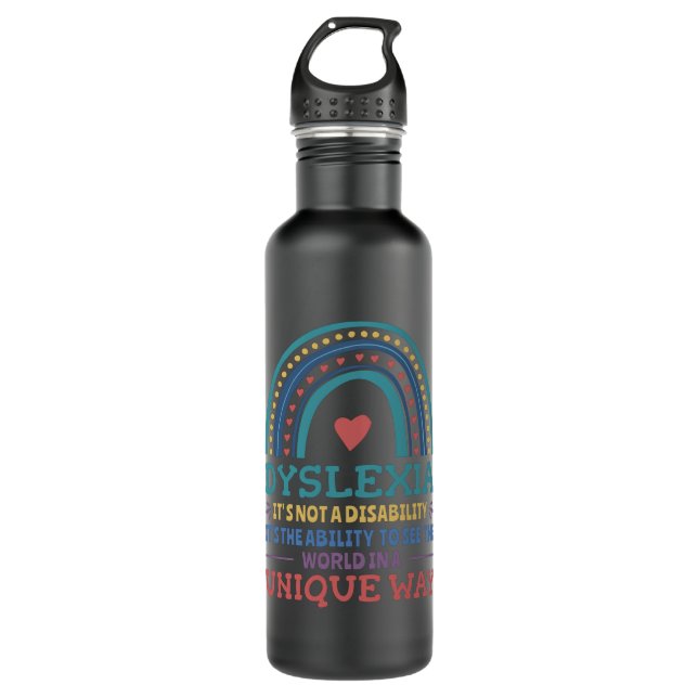 Dyslexia Awareness Dyslexic Stainless Steel Water Bottle (Front)