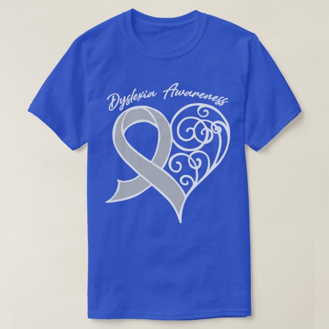 Dyslexia Awareness Heart Ribbon Gift Valentines Da T-Shirt (Design Front)