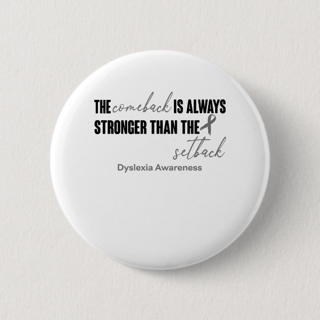 Dyslexia Awareness Ribbon Support Gifts Button (Front)