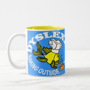Dyslexia Chef Fish Sparky thinking outside the pot Two-Tone Coffee Mug