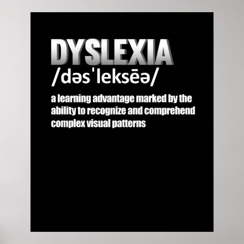 Dyslexia Definition Disability Awareness Therapist Poster