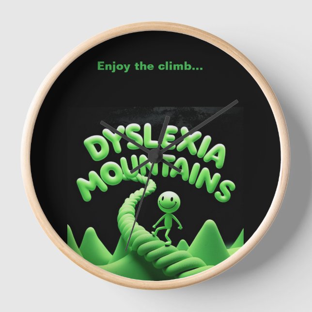 Dyslexia Mountains - Enjoy the Climb! Motivation Clock (Front)