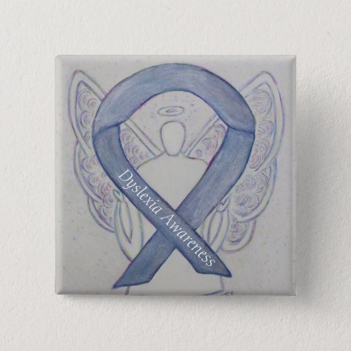Dyslexia Silver Awareness Ribbon Angel Custom Pins