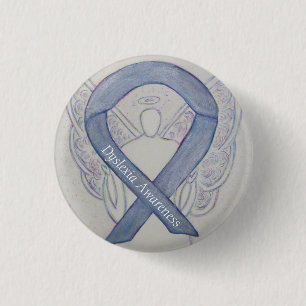 Dyslexia Silver Awareness Ribbon Angel Custom Pins