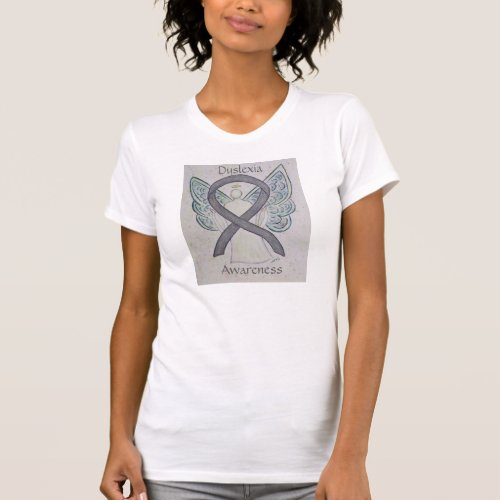 Dyslexia Silver Awareness Ribbon Angel Shirt