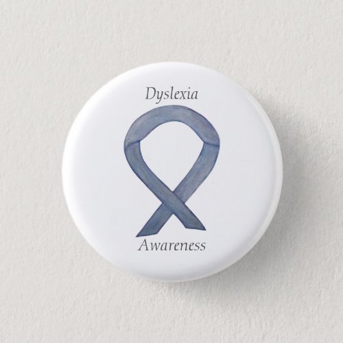 Dyslexia Silver Awareness Ribbon Custom Pin