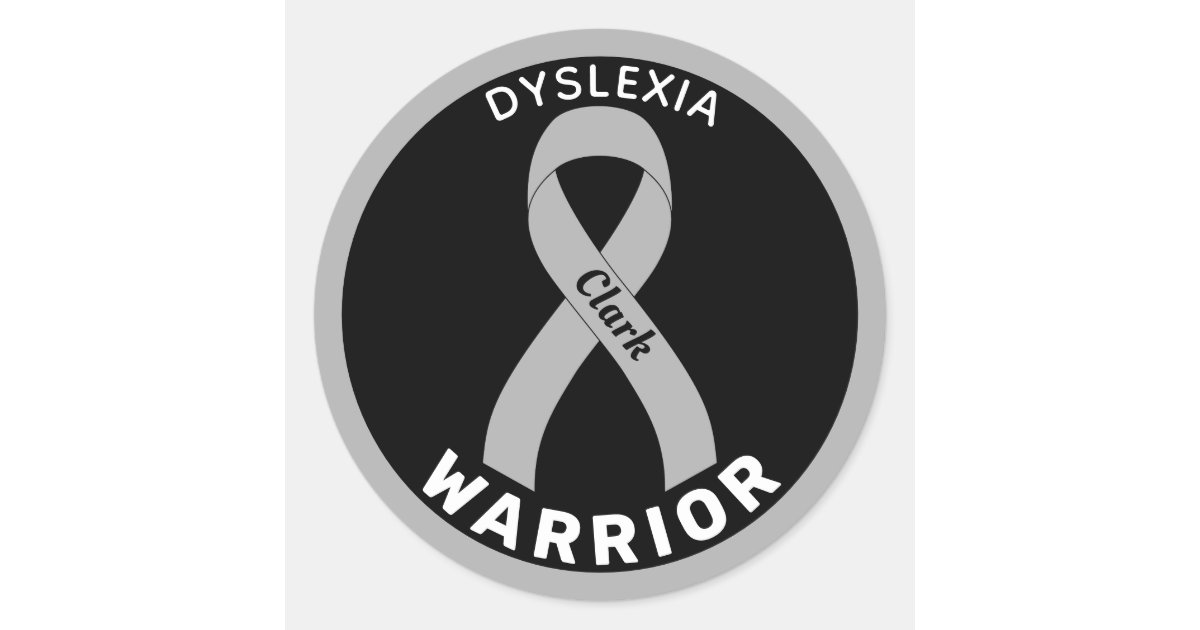 Dyslexia Warrior Ribbon Black Round Sticker | Zazzle