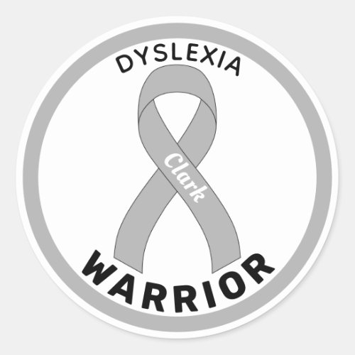 Dyslexia Warrior Ribbon White Round Sticker
