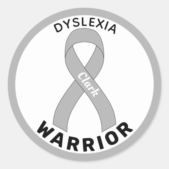 Dyslexia Warrior Ribbon White Round Sticker (Front)