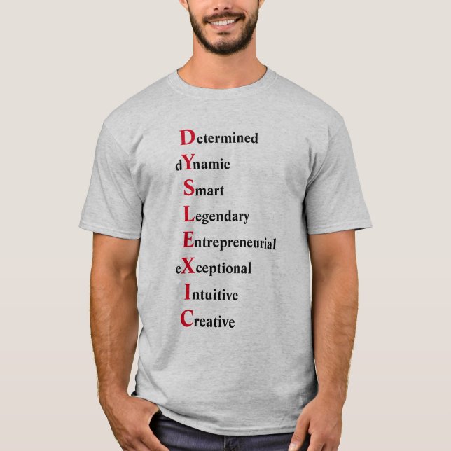 Dyslexic Acrostic Poem- RED T-Shirt (Front)