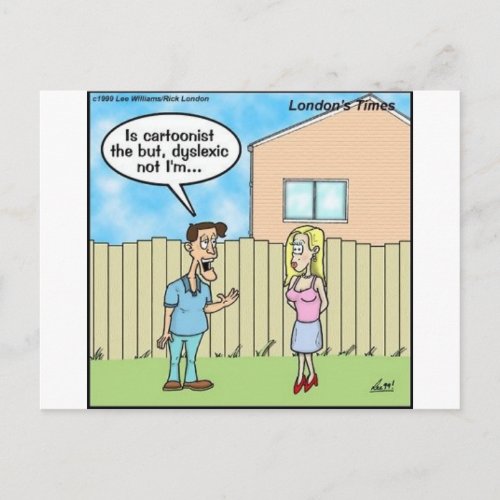 Dyslexic Cartoonist Funny Gifts Tees  Collectible Postcard