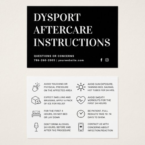 DYSPORT Injection Aftercare Instruction Card