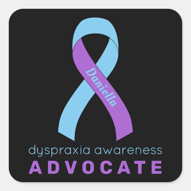 Dyspraxia Advocate Black Square Sticker (Front)