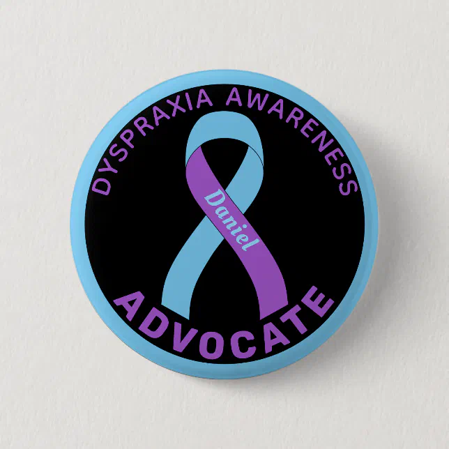Dyspraxia Awareness Advocate Ribbon Black Button | Zazzle