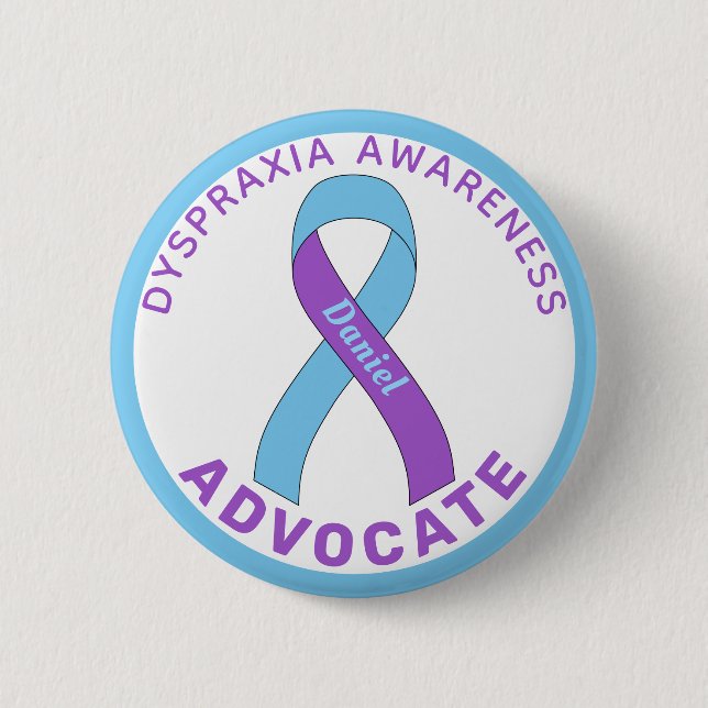 Dyspraxia Awareness Advocate Ribbon White Button (Front)