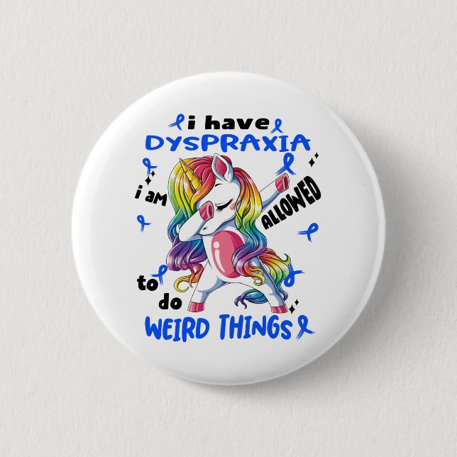 Dyspraxia Awareness Ribbon Support Gifts Button (Front)