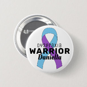 Dyspraxia Ribbon White Button